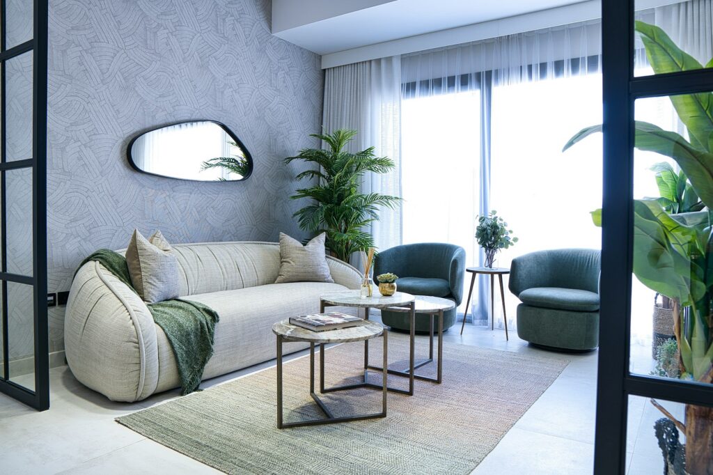 Furnished, rental-ready apartment living room in Dubai